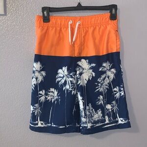 Crazy 8 boys 10/12 mesh lined tropical print swim trunks